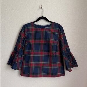 Vineyard Vines Plaid Bell Sleeve Blouse 6